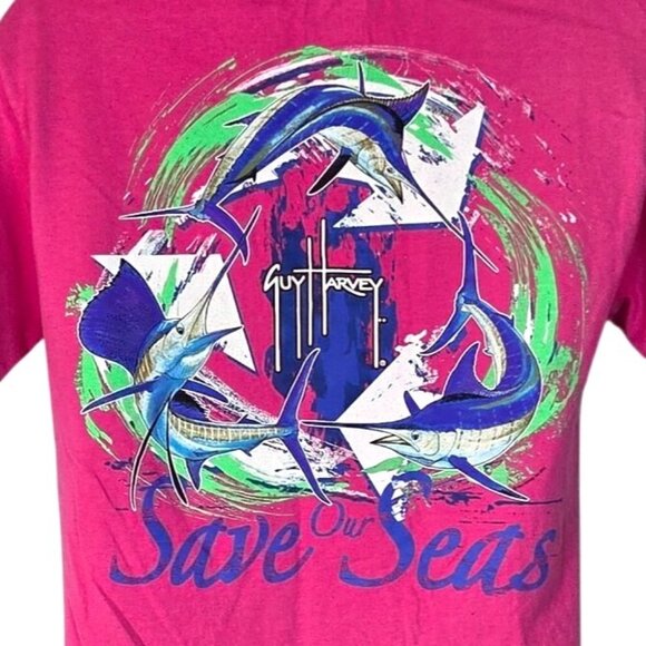 Guy Harvey Pink "Save Our Seas" Graphic T-Shirt Size S - Picture 4 of 6